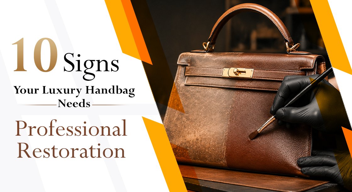 A luxury handbag receiving professional leather restoration