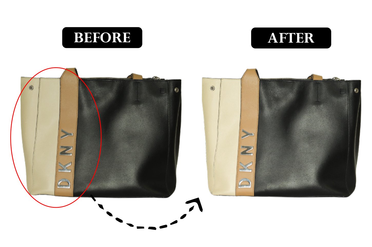 Leather jacket colour restoration result