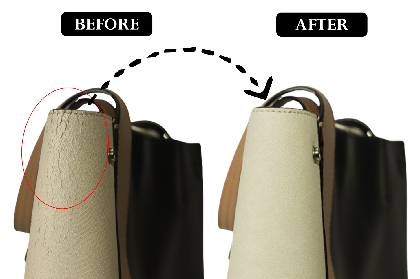 Leather garment tear repair result